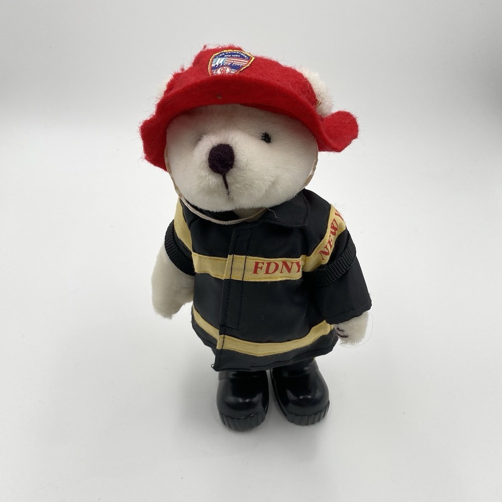 Vintage 1999 American Hero‎ NYFD Bear 9" Plush J. Fan NY Teddy Firefighter Tags